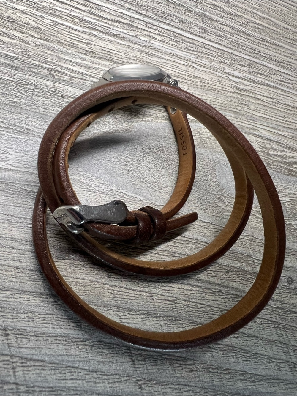 Fossil Brown Leather Strap Silver Dial Women's Watch - Picture 3 of 6